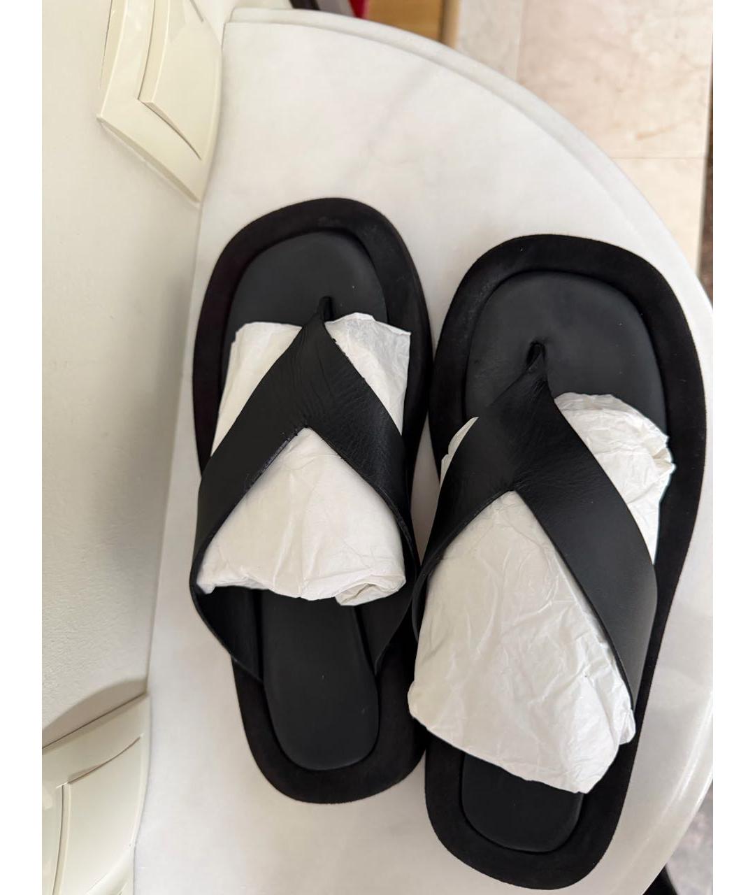 THE ROW Черные кожаные шлепанцы, фото 3