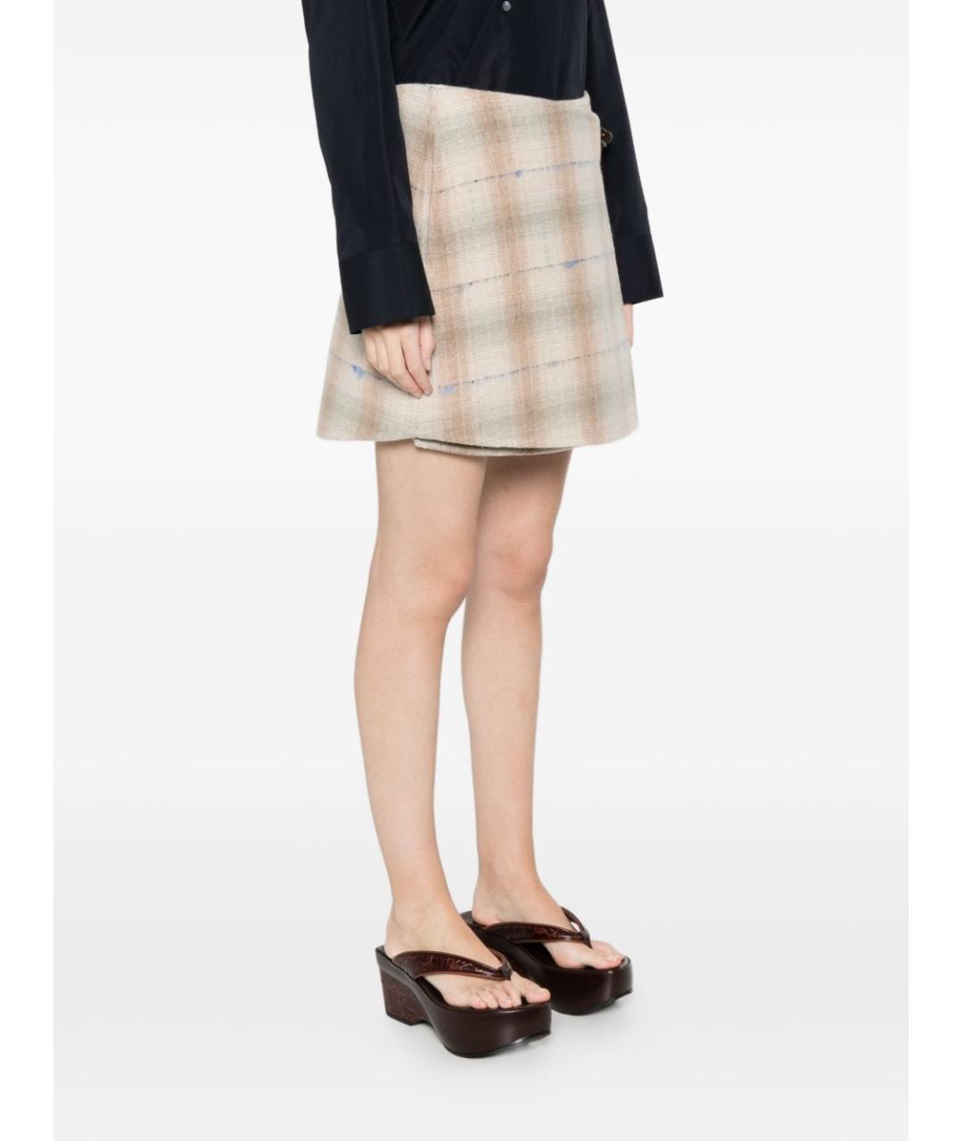 LOEWE Бежевая кашемировая юбка мини, фото 3
