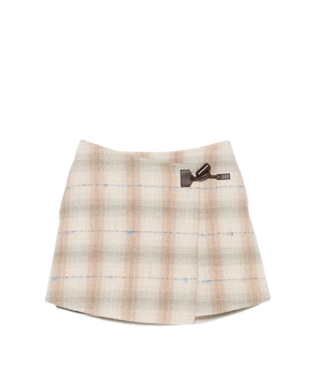 LOEWE Бежевая кашемировая юбка мини, фото 1