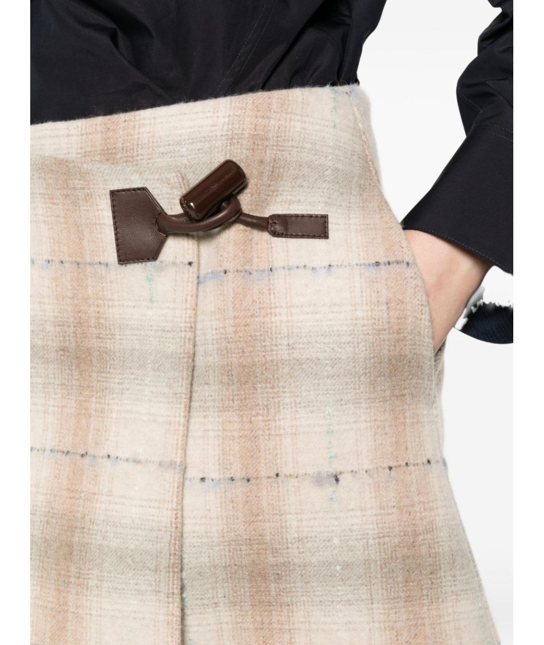 LOEWE Бежевая кашемировая юбка мини, фото 5