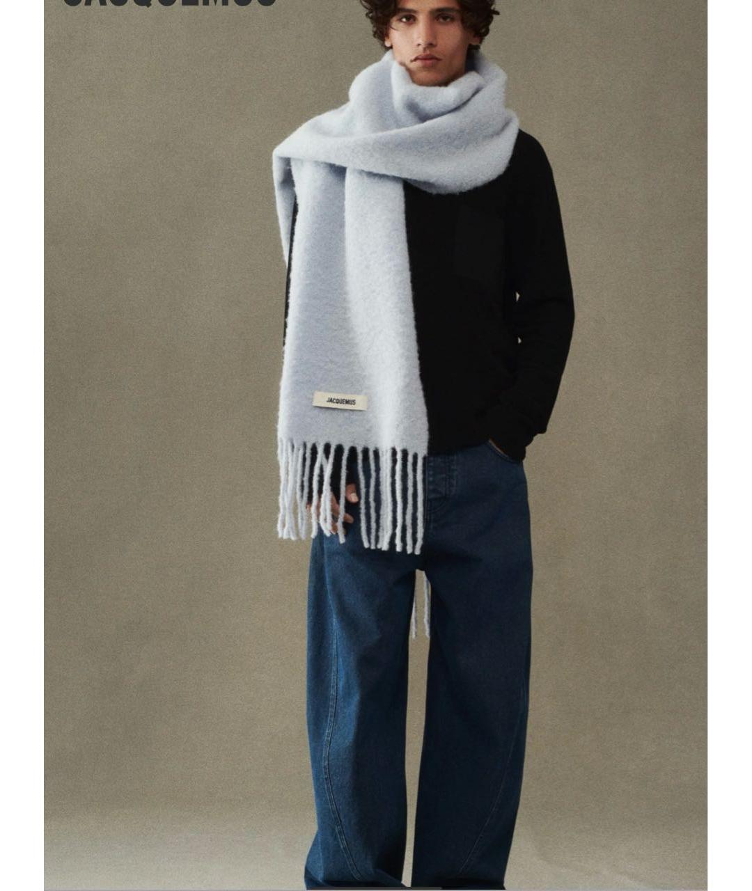 JACQUEMUS Голубой шерстяной шарф, фото 4