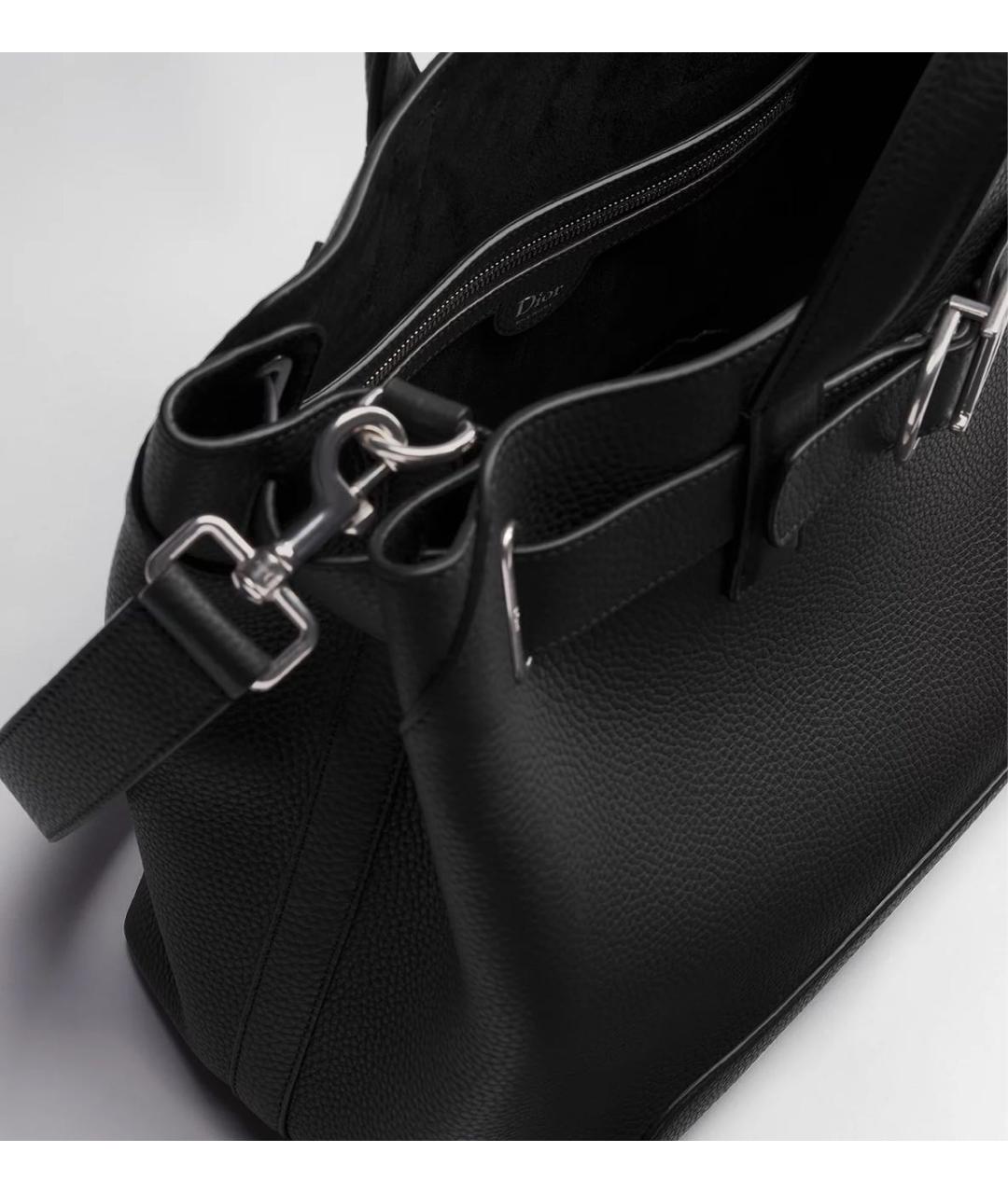 CHRISTIAN DIOR Черная кожаная сумка на плечо, фото 3