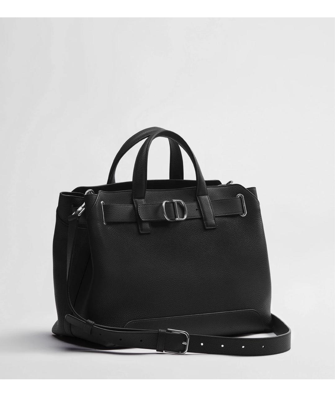 CHRISTIAN DIOR Черная кожаная сумка на плечо, фото 2