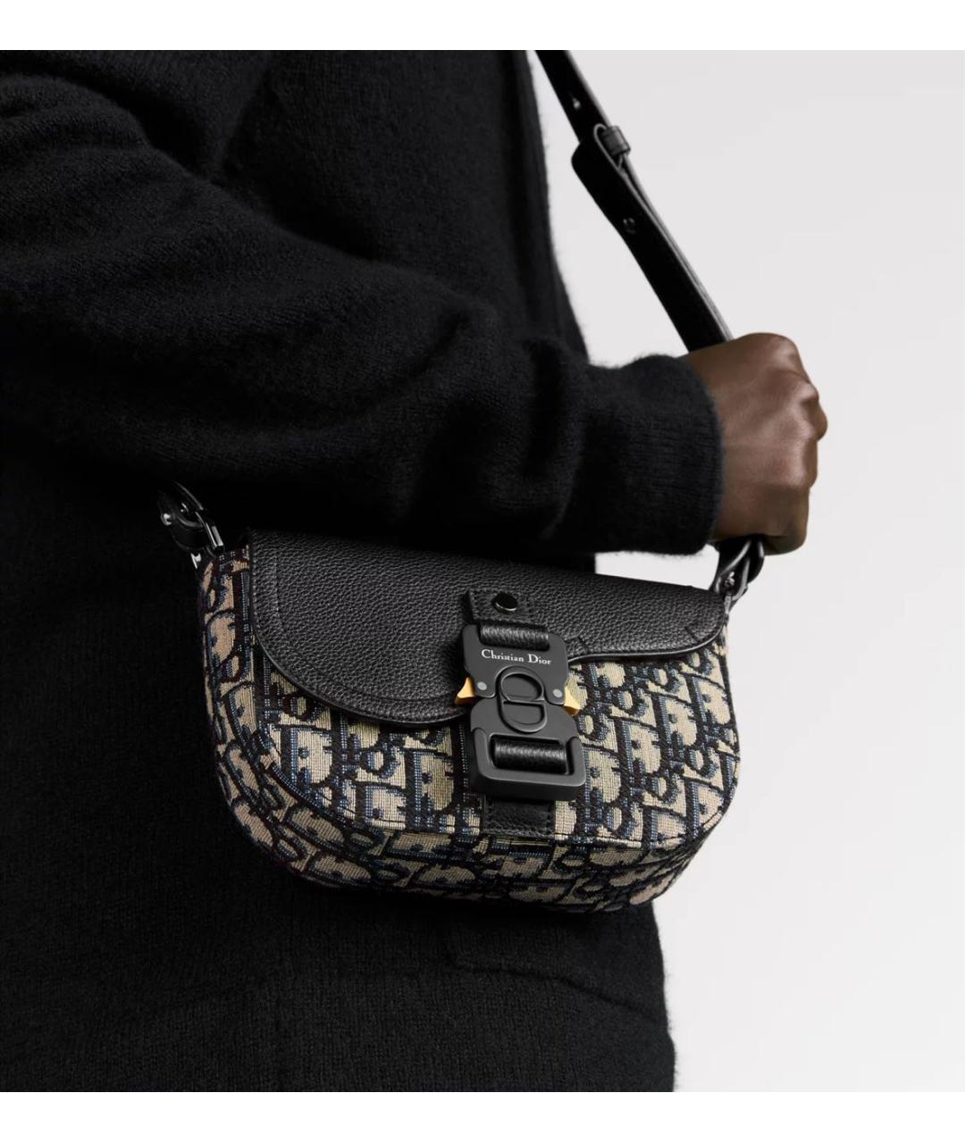 CHRISTIAN DIOR Черная кожаная сумка на плечо, фото 3