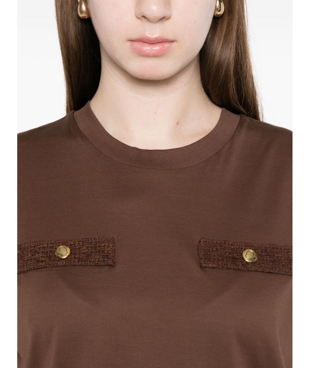 MONCLER Бежевая хлопковая футболка, фото 5