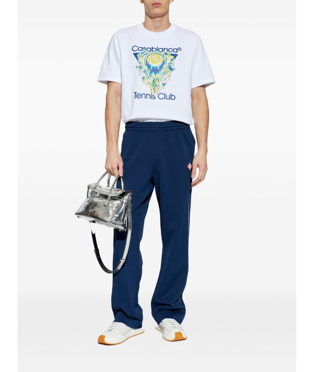 CASABLANCA Синие полиамидовые повседневные брюки, фото 5