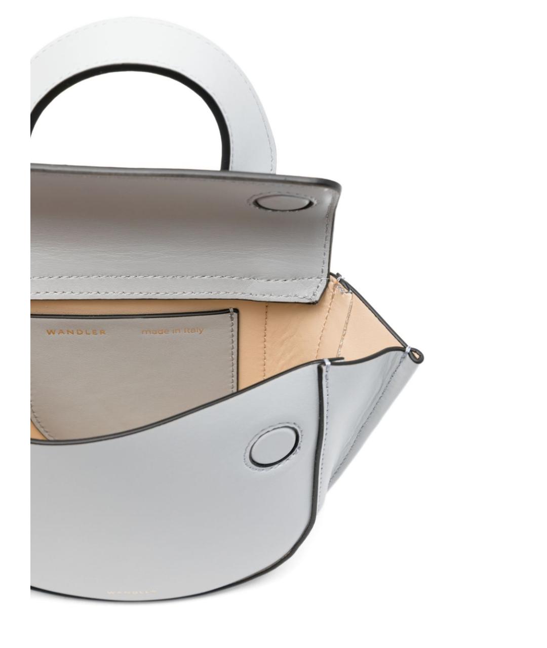 WANDLER Серая кожаная сумка с короткими ручками, фото 4