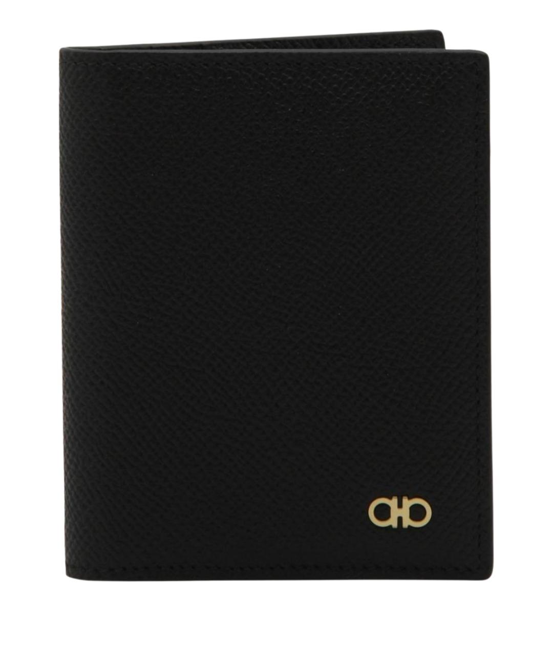 FERRAGAMO Черный кожаный кошелек, фото 1