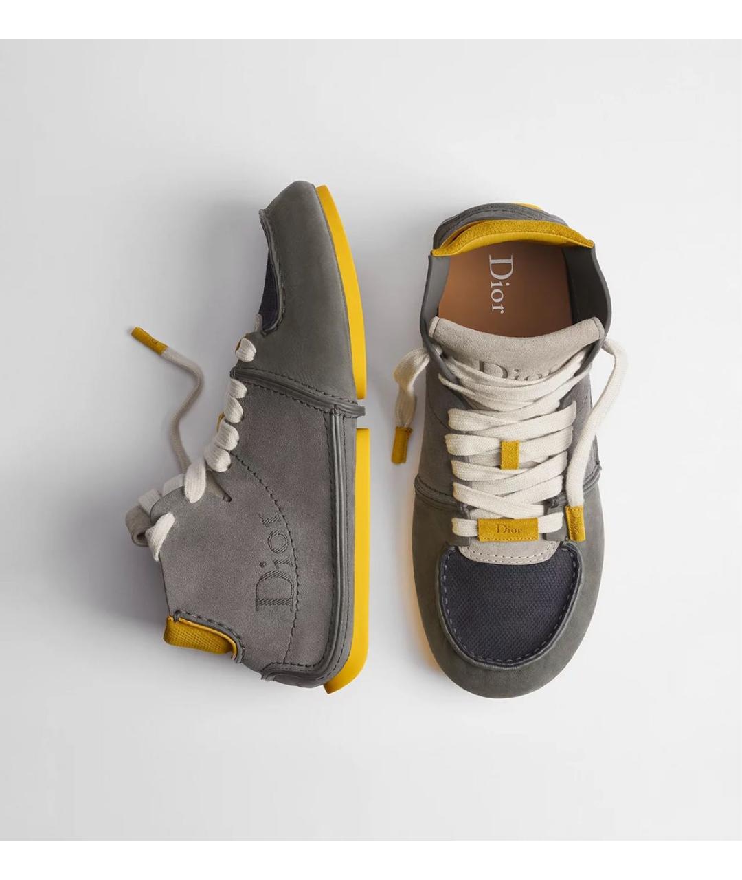 CHRISTIAN DIOR Серые кожаные низкие ботинки, фото 2