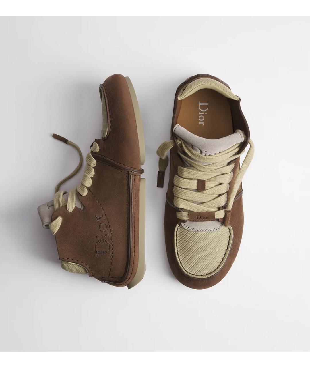 CHRISTIAN DIOR Коричневые кожаные низкие ботинки, фото 2