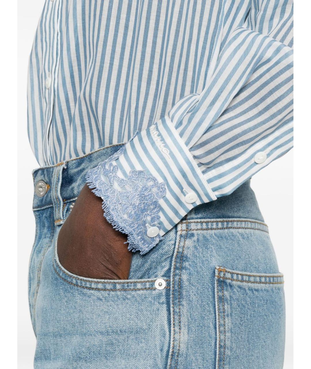 ERMANNO FIRENZE Голубая хлопковая рубашка, фото 3