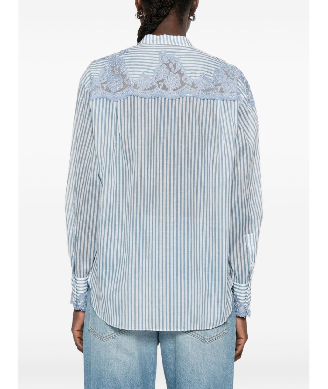 ERMANNO FIRENZE Голубая хлопковая рубашка, фото 4