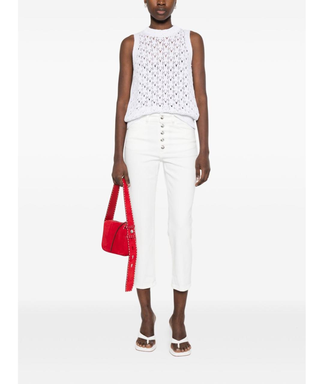 DONDUP Белые хлопковые прямые джинсы, фото 4