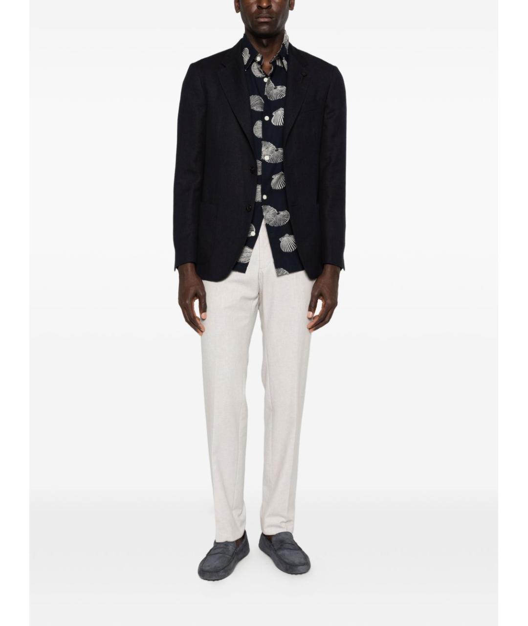 LARDINI Синий шерстяной пиджак, фото 5