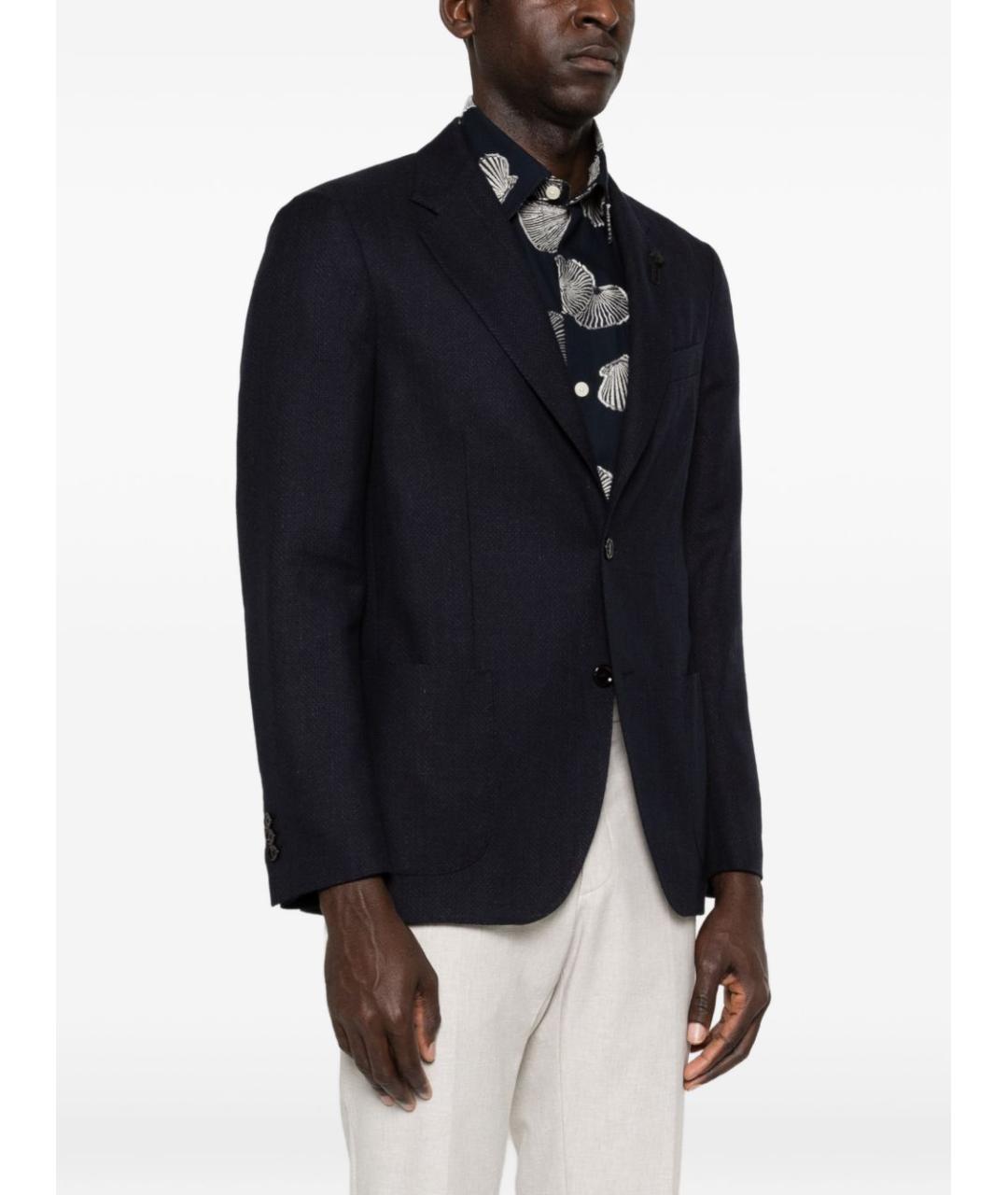 LARDINI Синий шерстяной пиджак, фото 3