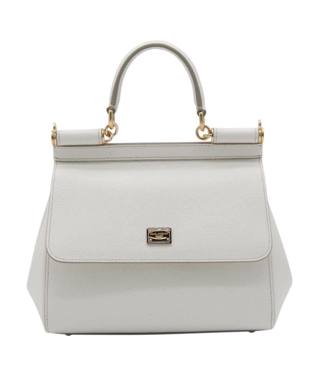 DOLCE&GABBANA Белая кожаная сумка тоут, фото 1