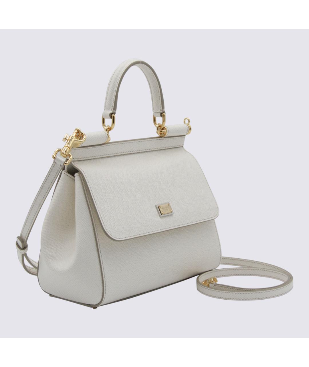 DOLCE&GABBANA Белая кожаная сумка тоут, фото 2