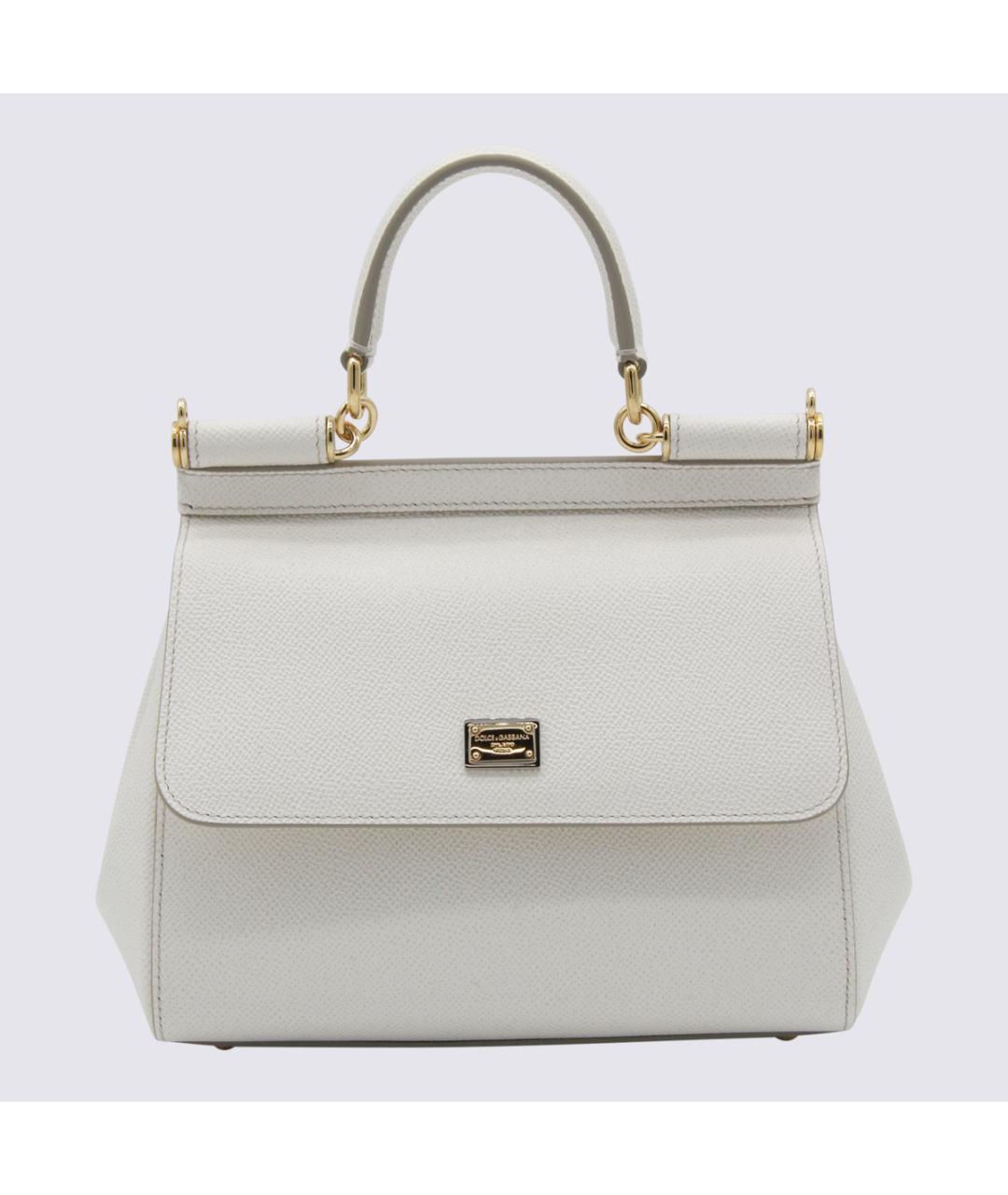 DOLCE&GABBANA Белая кожаная сумка тоут, фото 5