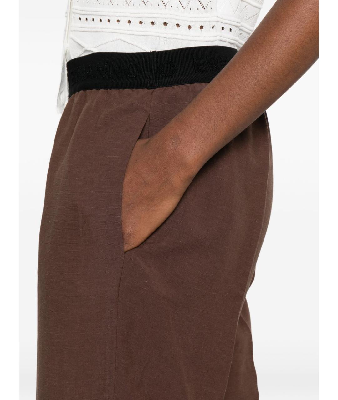 ERMANNO FIRENZE Коричневые вискозные прямые брюки, фото 5
