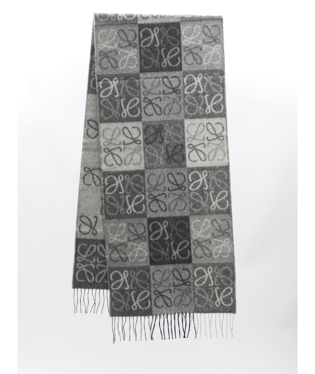 LOEWE Черный шерстяной шарф, фото 2