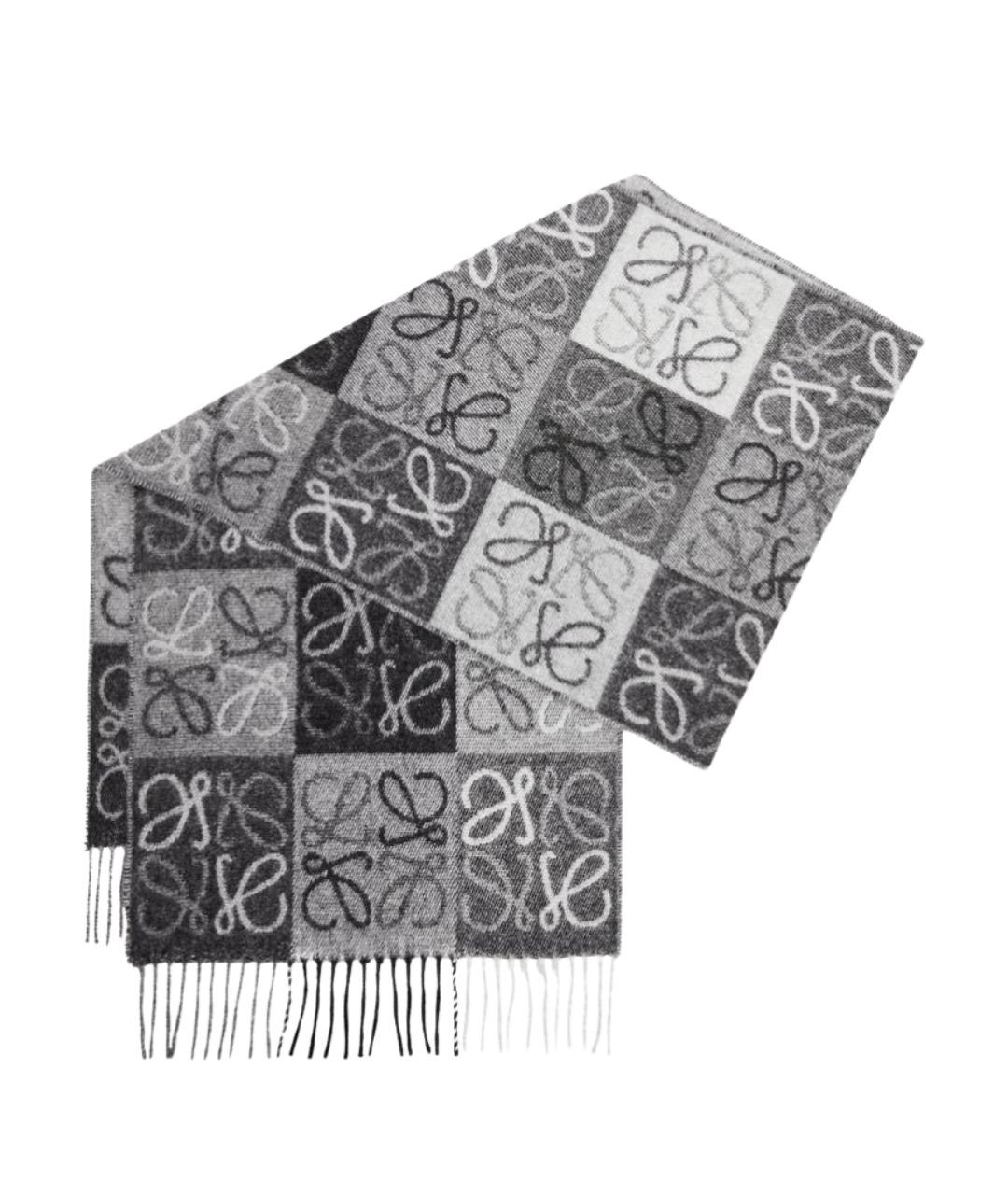 LOEWE Черный шерстяной шарф, фото 1