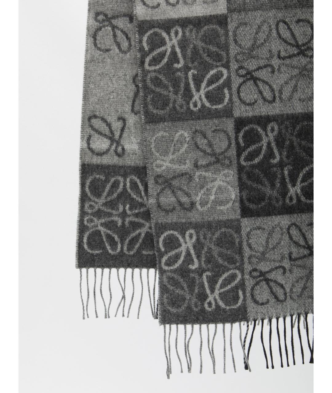 LOEWE Черный шерстяной шарф, фото 3