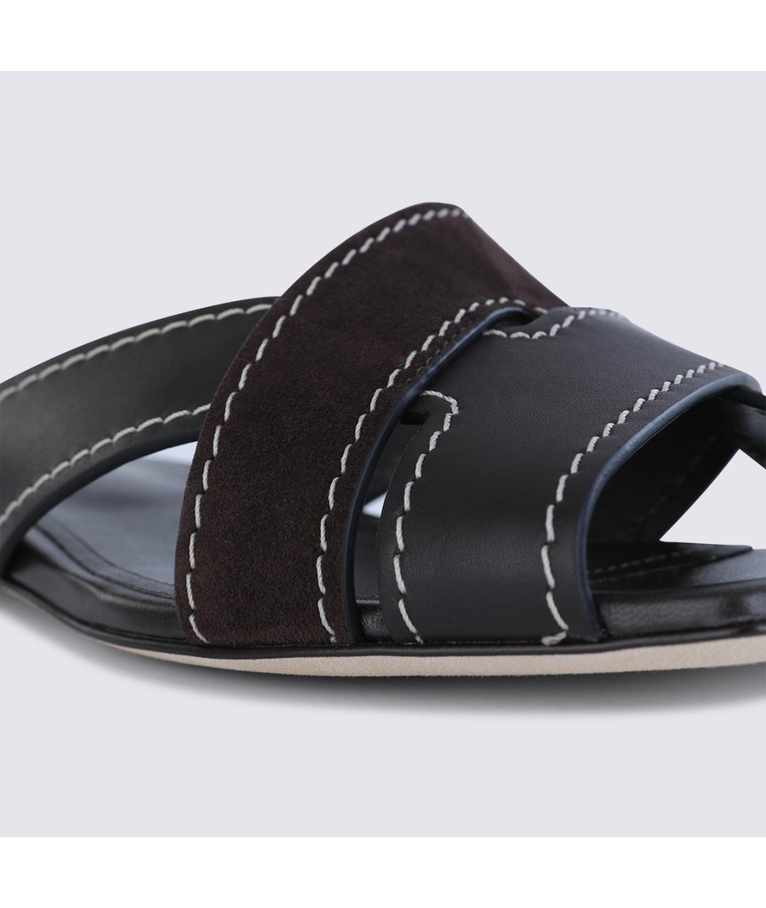 TOD'S Черные кожаные шлепанцы, фото 4