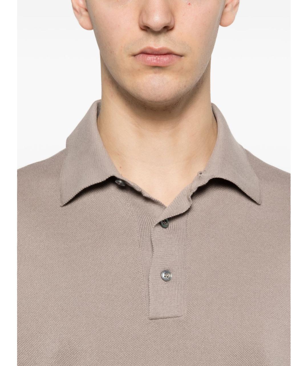 LARDINI Коричневая хлопковая футболка, фото 5