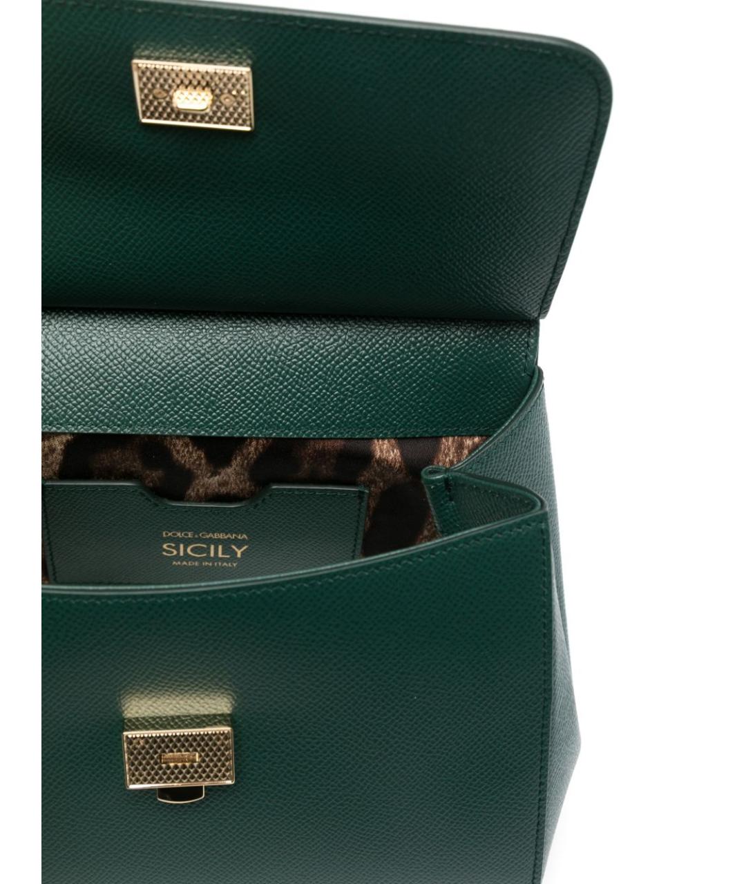 DOLCE&GABBANA Зеленая кожаная сумка тоут, фото 5