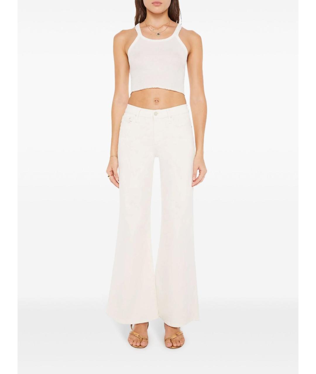 MOTHER Белые хлопковые прямые джинсы, фото 3