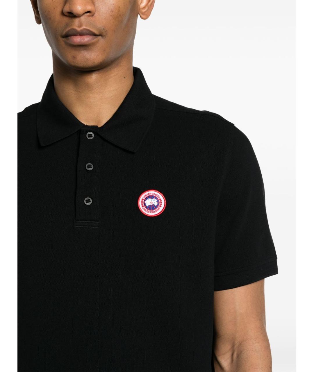 CANADA GOOSE Черное хлопковое поло с коротким рукавом, фото 4