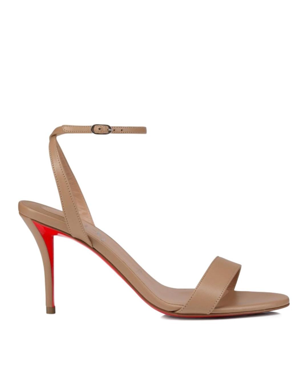 CHRISTIAN LOUBOUTIN Бежевые кожаные босоножки, фото 1