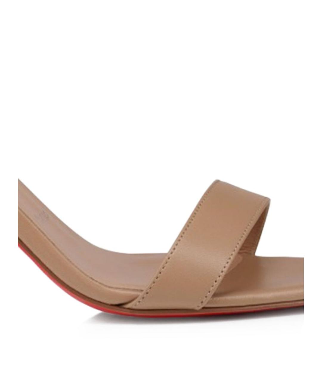 CHRISTIAN LOUBOUTIN Бежевые кожаные босоножки, фото 2