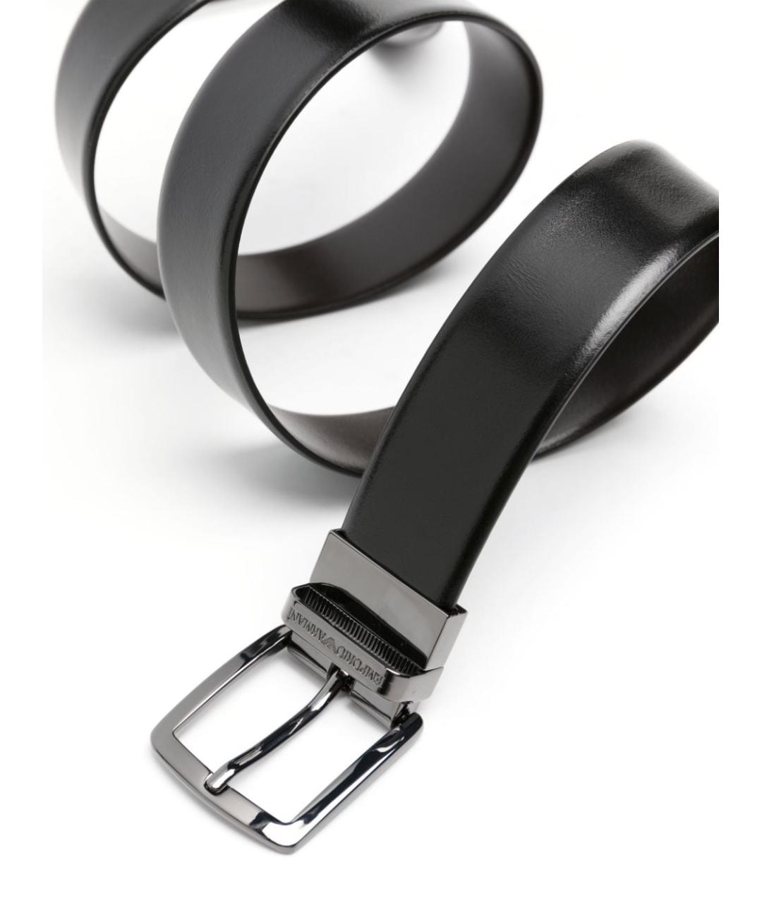 EMPORIO ARMANI Черный кожаный ремень, фото 2