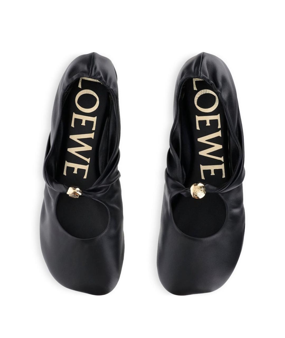 LOEWE Черные кожаные балетки, фото 5