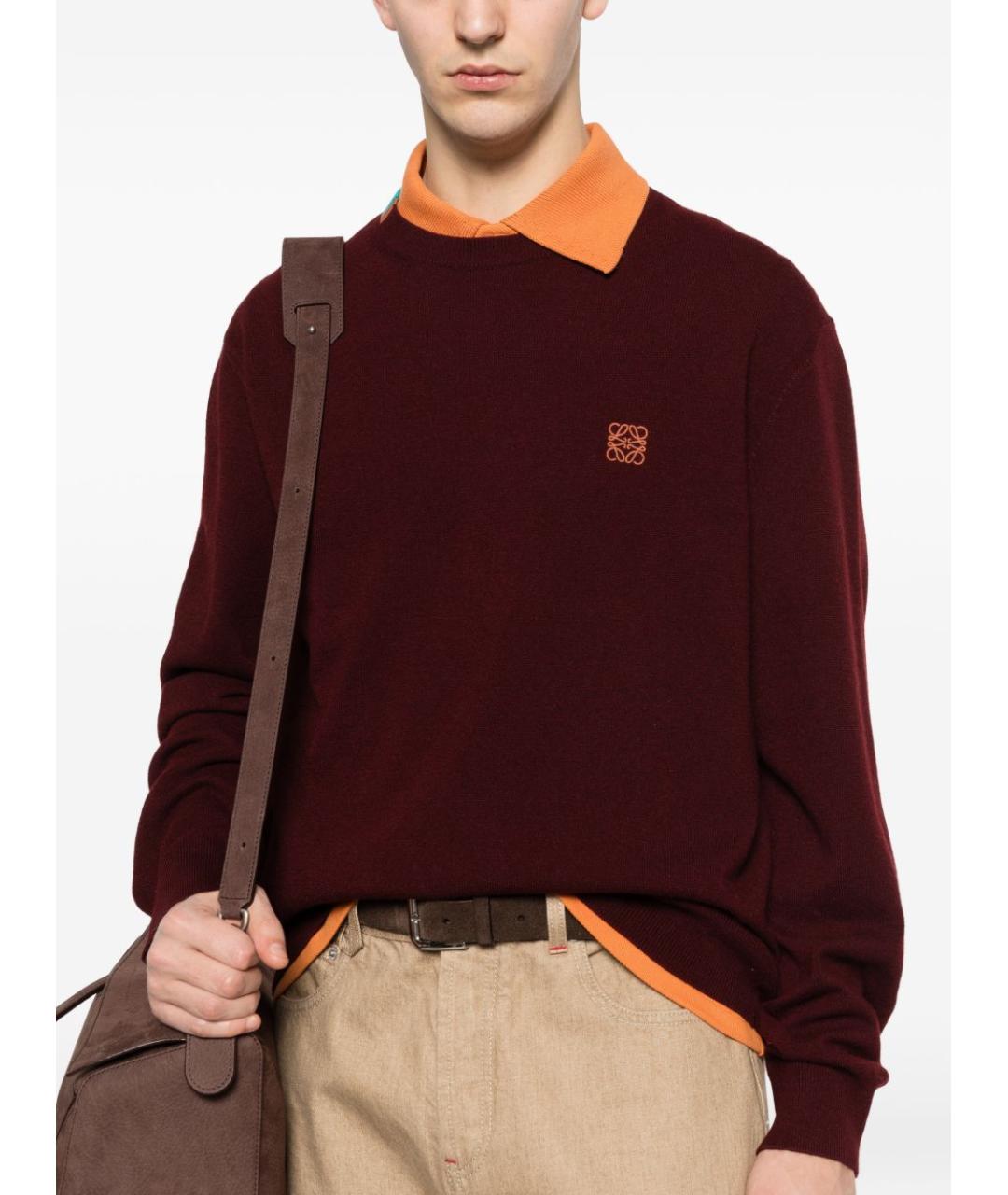 LOEWE Бордовый шерстяной джемпер / свитер, фото 2