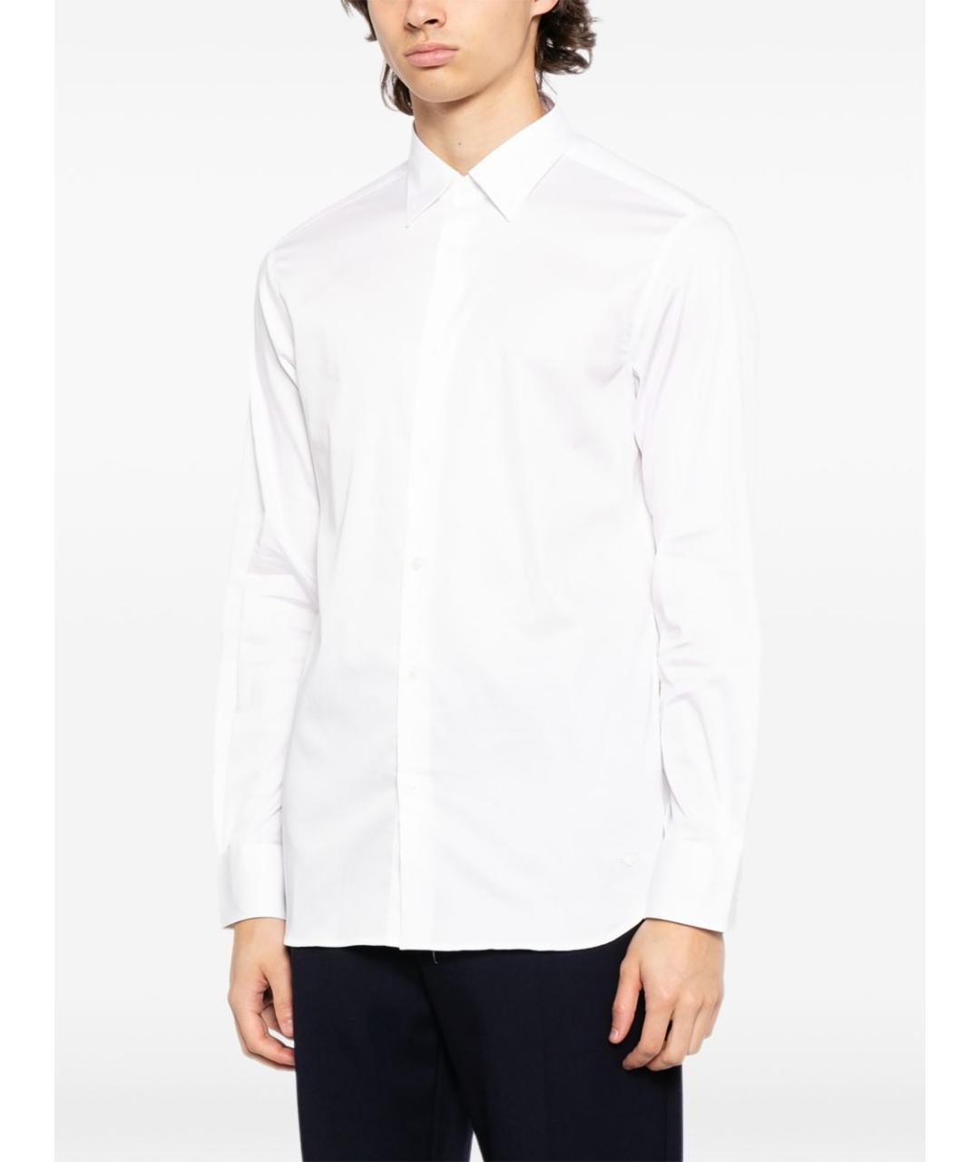 EMPORIO ARMANI Белая хлопковая классическая рубашка, фото 4