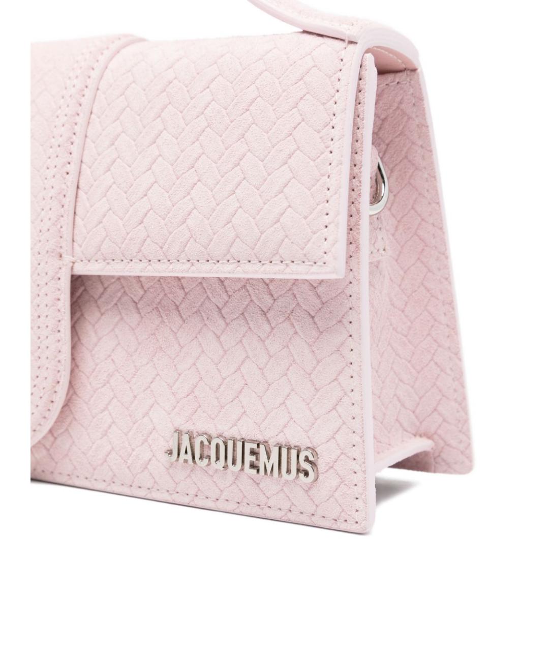 JACQUEMUS Розовая кожаная сумка с короткими ручками, фото 5