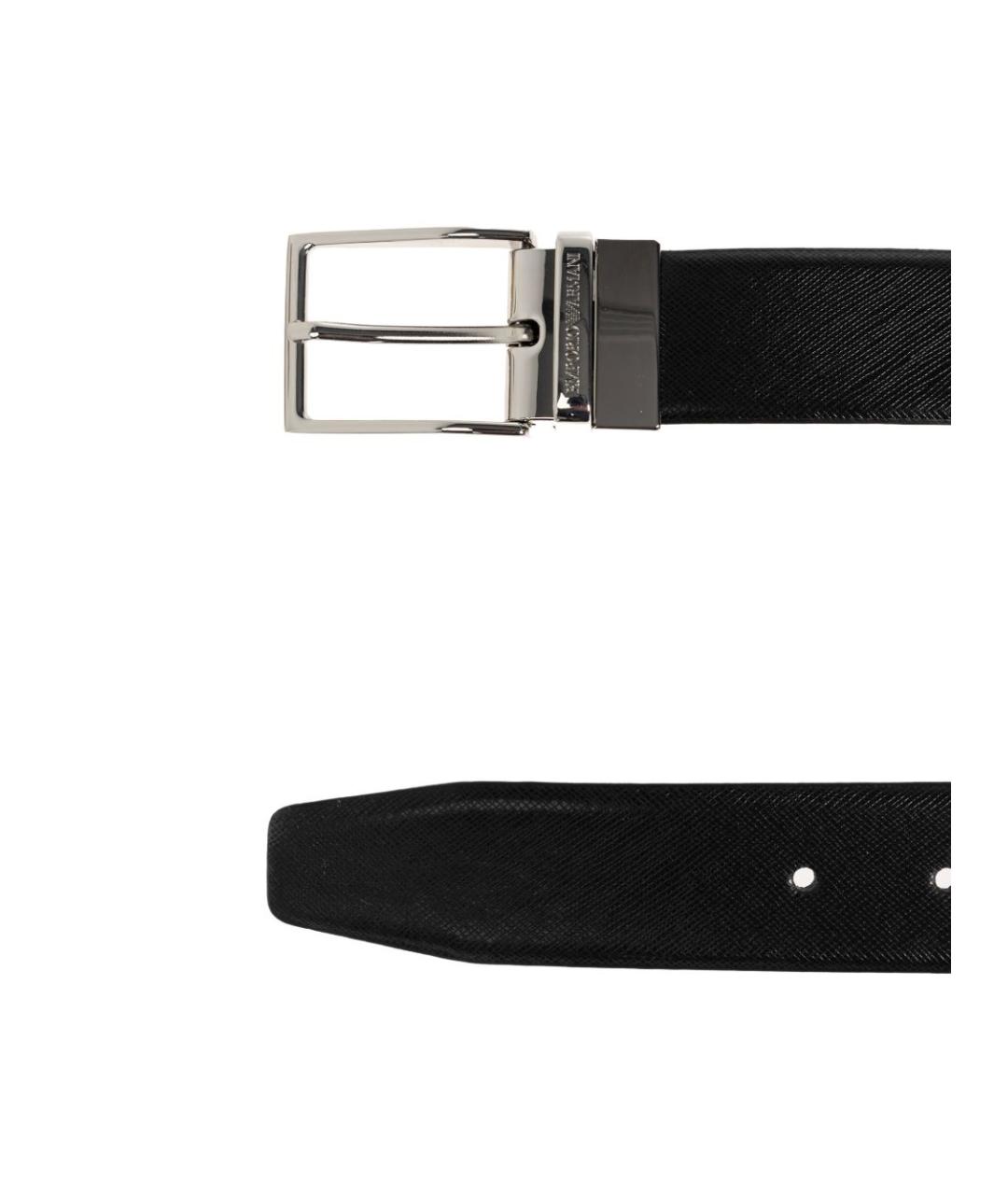 EMPORIO ARMANI Черный кожаный ремень, фото 4