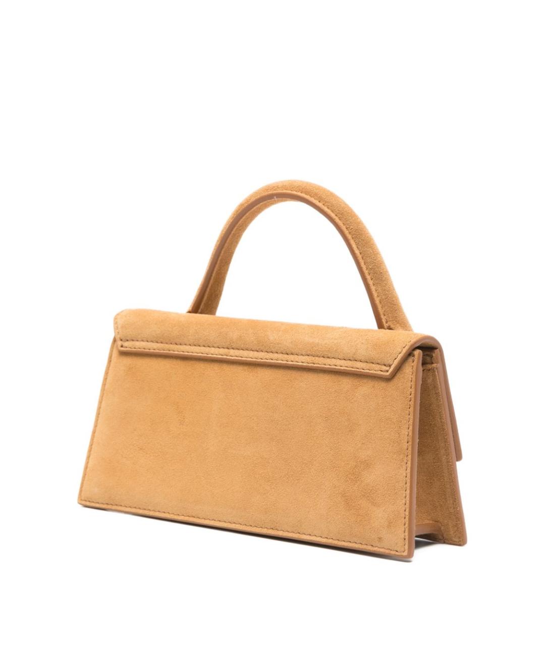JACQUEMUS Бежевая замшевая сумка с короткими ручками, фото 5