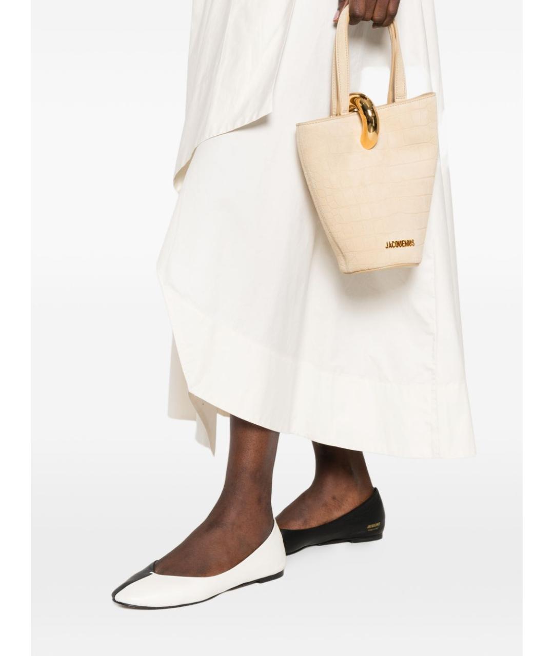 JACQUEMUS Бежевая кожаная сумка тоут, фото 4