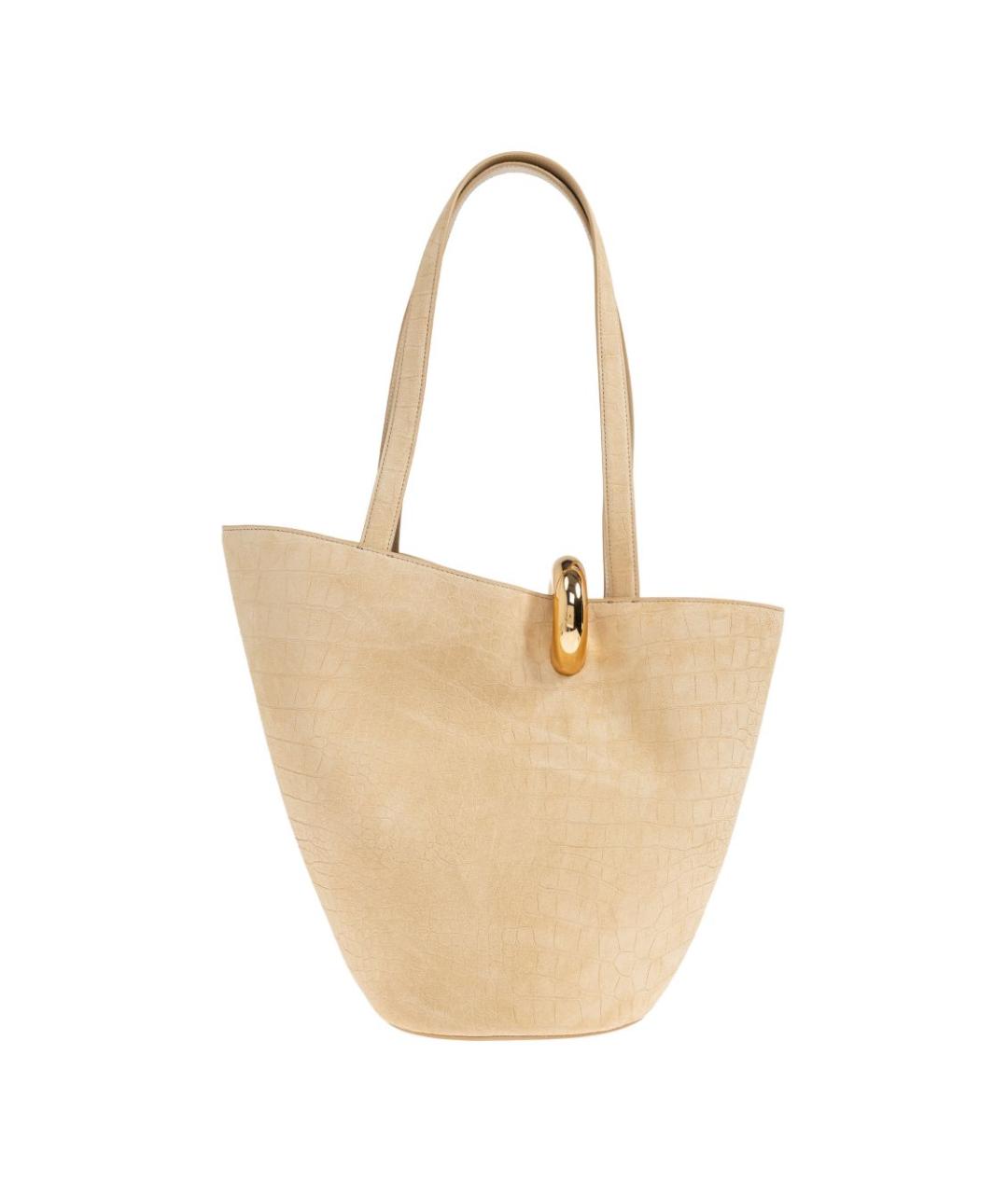 JACQUEMUS Бежевая кожаная сумка тоут, фото 5