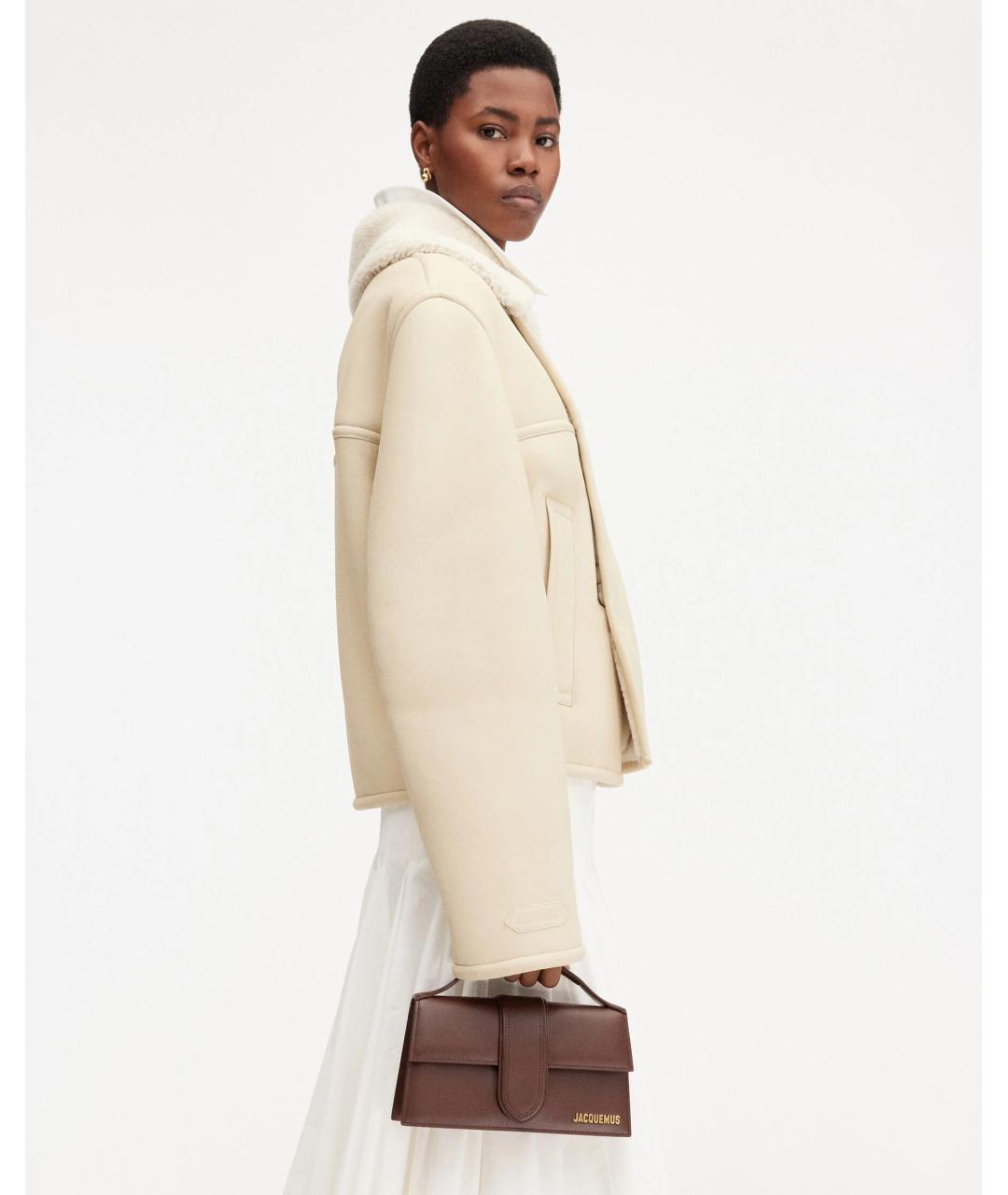 JACQUEMUS Коричневая кожаная сумка с короткими ручками, фото 8