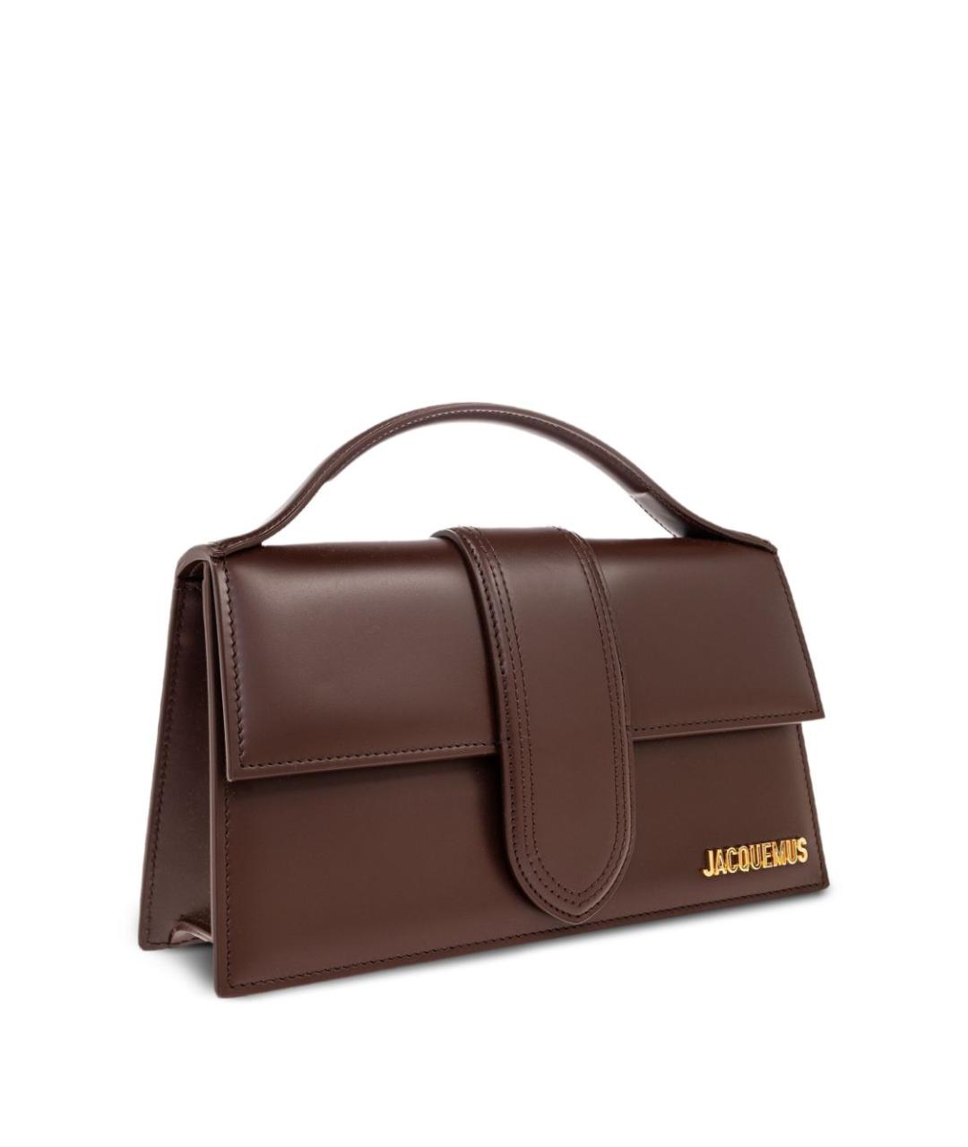JACQUEMUS Коричневая кожаная сумка с короткими ручками, фото 2