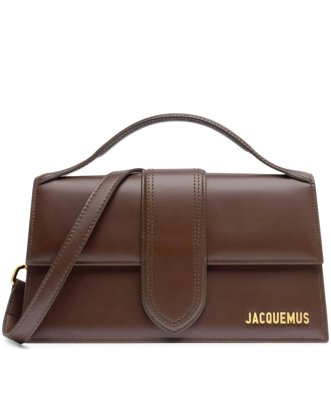 JACQUEMUS Коричневая кожаная сумка с короткими ручками, фото 1