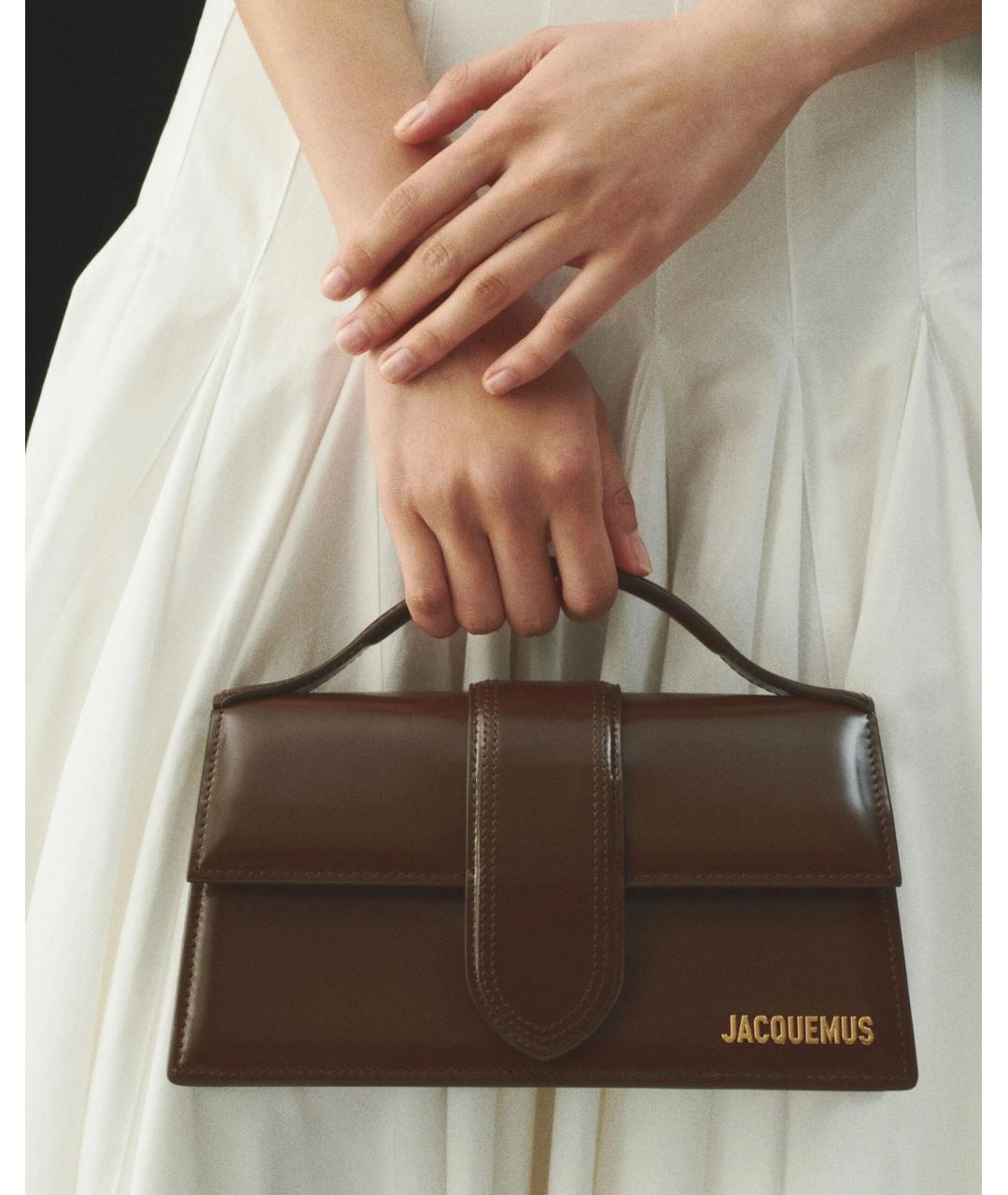 JACQUEMUS Коричневая кожаная сумка с короткими ручками, фото 7