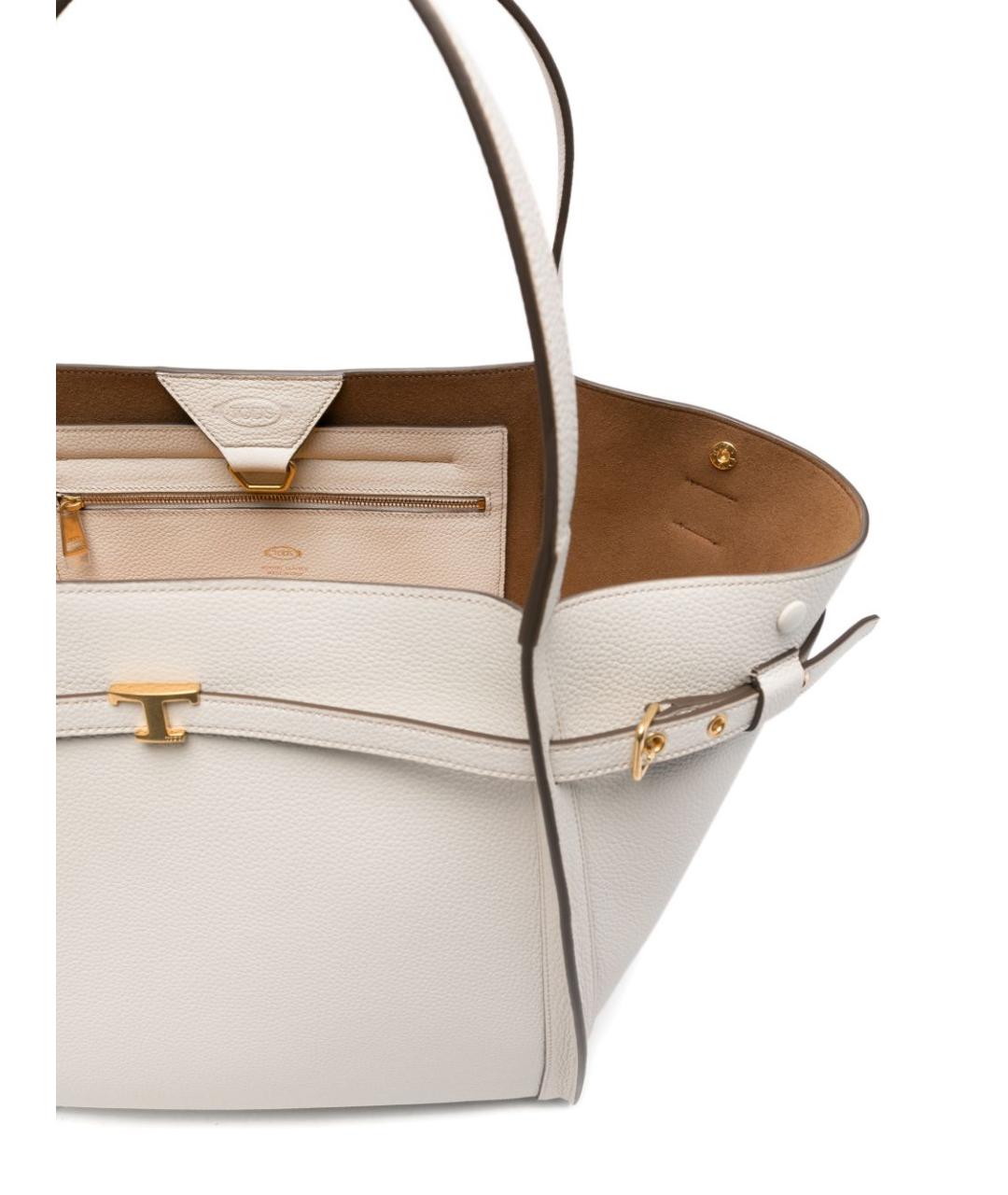 TOD'S Белая кожаная сумка тоут, фото 4