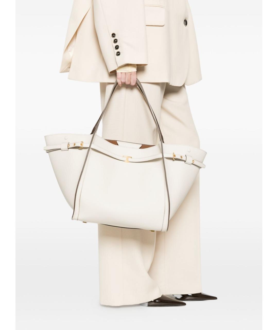 TOD'S Белая кожаная сумка тоут, фото 2