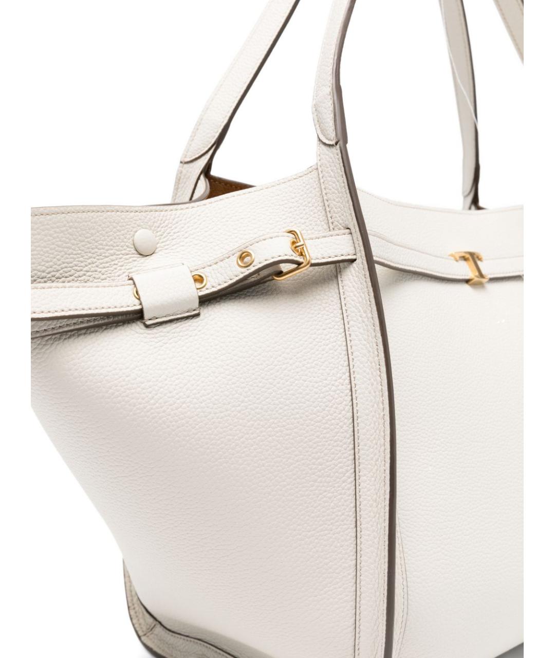 TOD'S Белая кожаная сумка тоут, фото 3