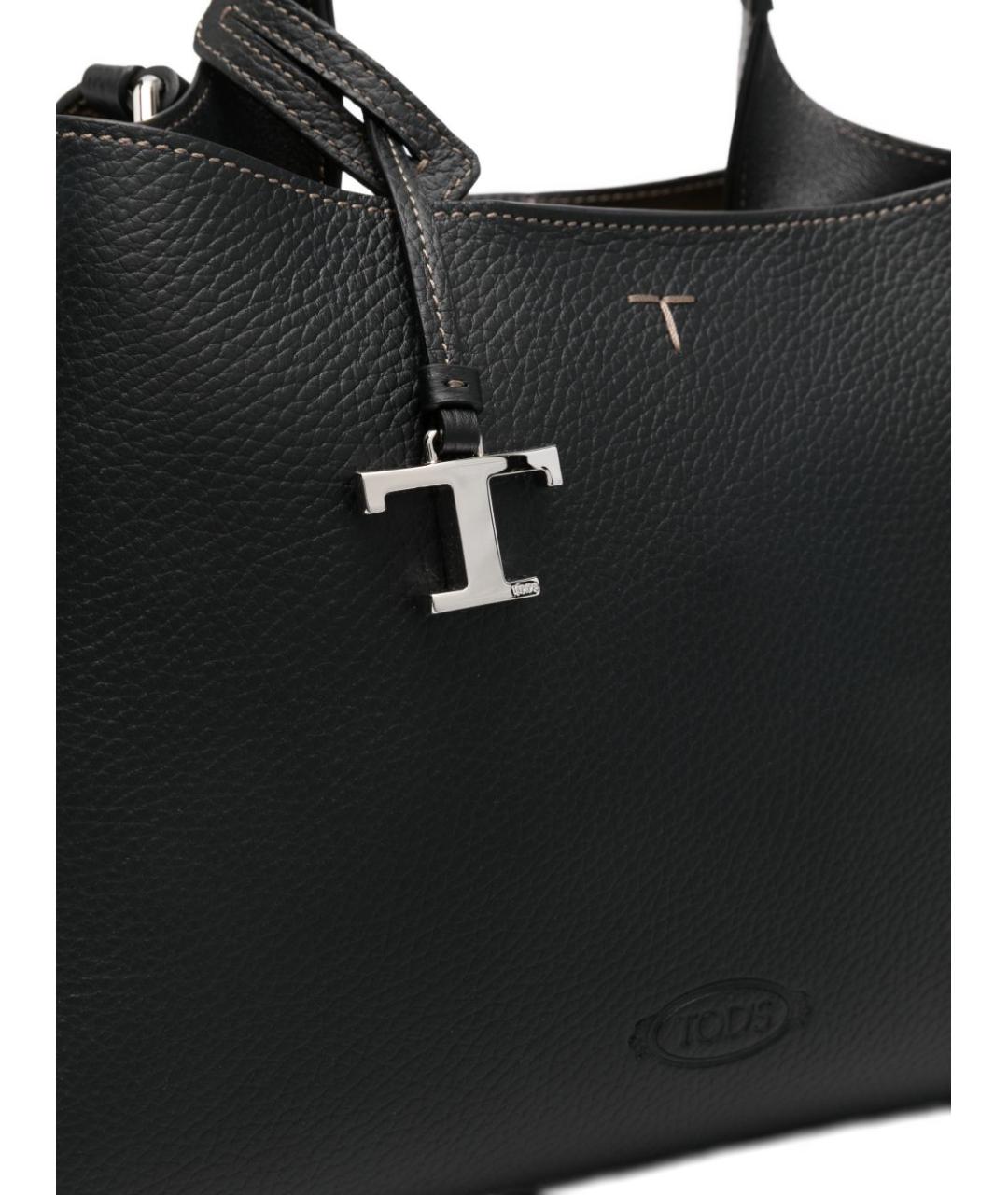 TOD'S Черная кожаная сумка тоут, фото 4